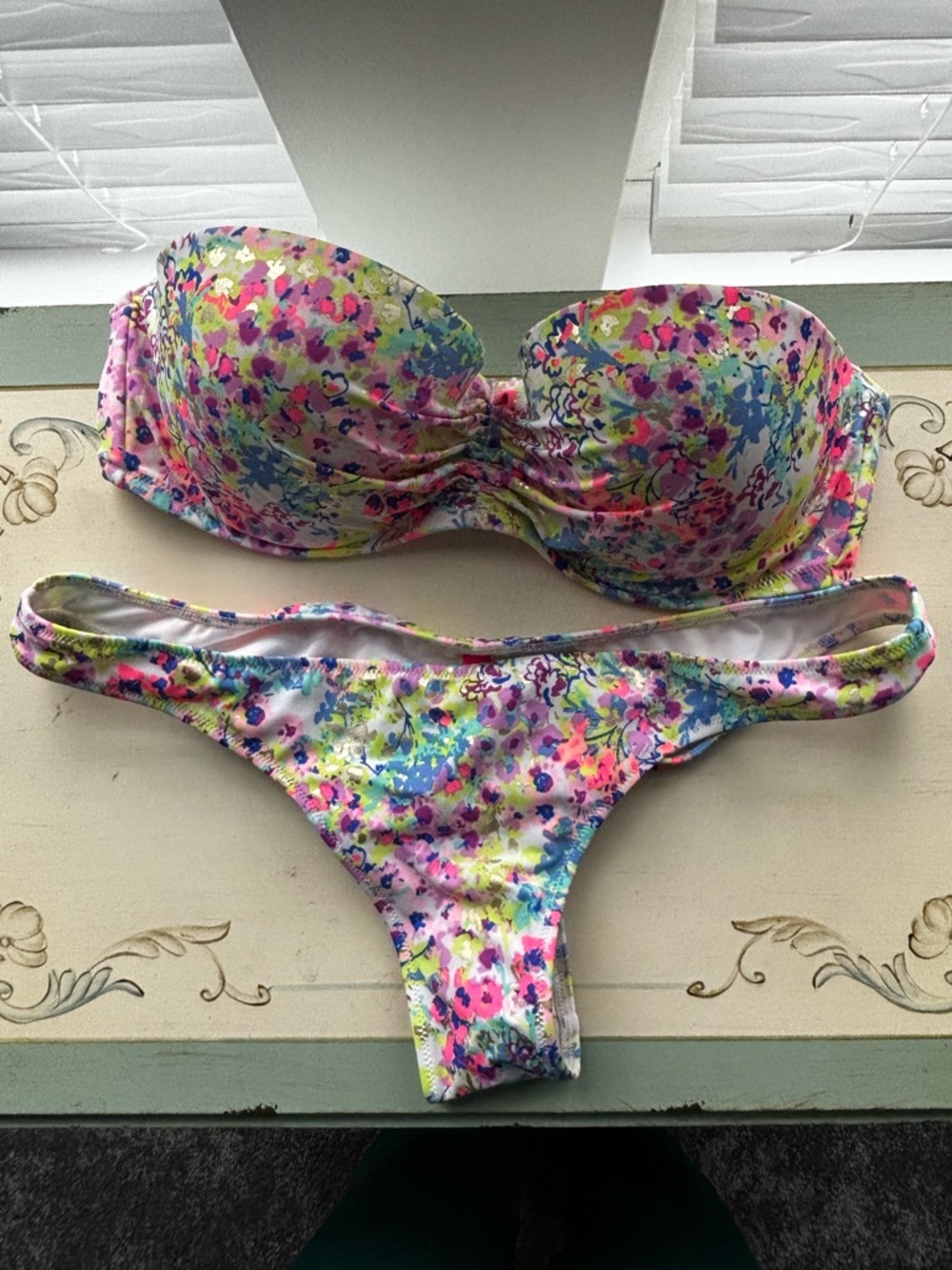Victoria's Secret Multicolor Floral Strapless Bikini Set